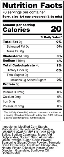 bernard low sodium chicken instant gravy mix nutritional facts