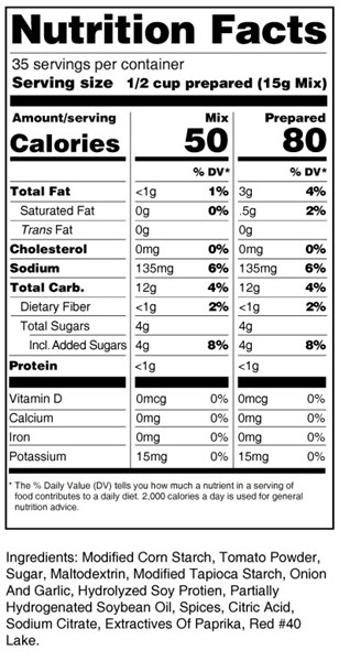 bernard low sodium spaghetti sauce mix nutrition facts