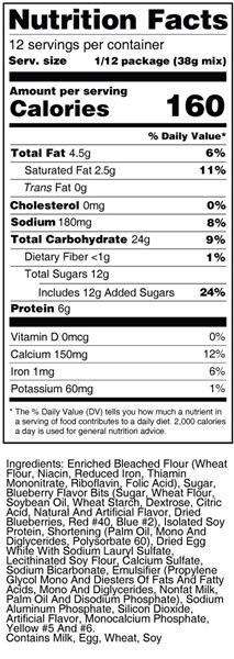 bernard hi-pro blueberry muffin mix nutrition facts