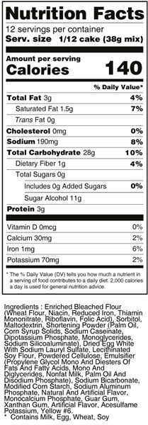 bernard dietary orange cake mix nutrition facts