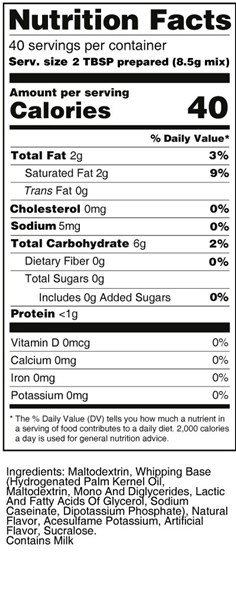 calorie control white whipped frosting nutrition facts
