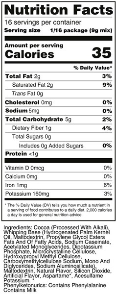 Sweet 'N Low Chocolate Frosting Mix Nutrition Facts