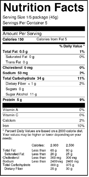 Sweet 'N Low Pancake Mix Nutrition Facts