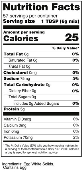 bernard hi protein egg white solids nutritional facts