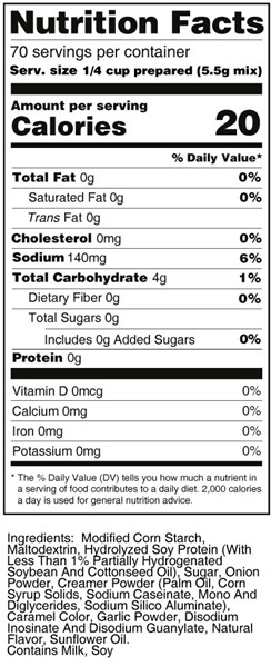 bernard low sodium brown gravy mix nutritional facts