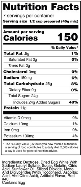 bernard high protein cherry gelatin mix nutrition facts