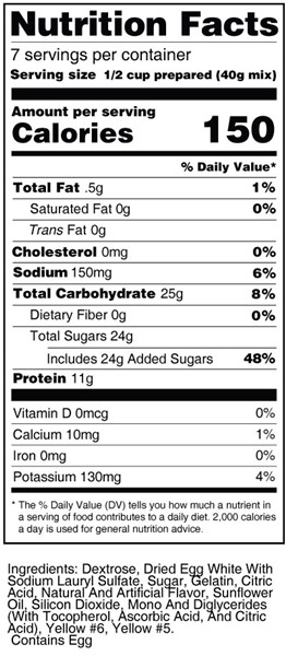 bernard high protein orange gelatin mix nutrition facts