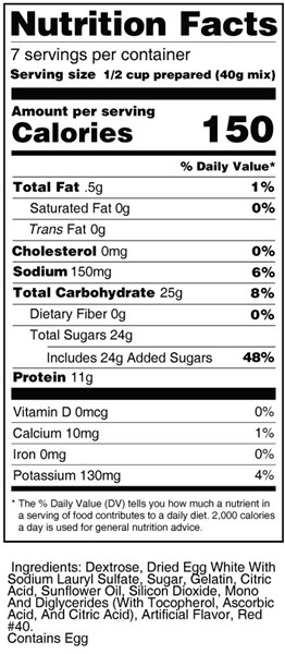 bernard high protein strawberry gelatin mix nutrition facts