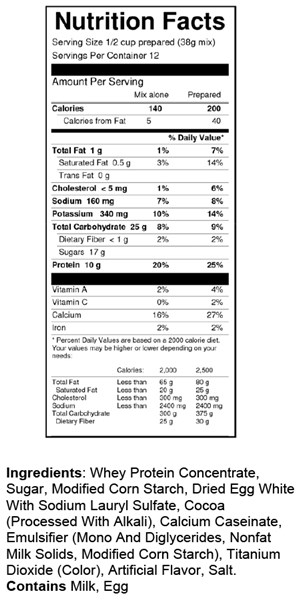 bernard high protein chocolate pudding mix nutrition facts