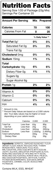 bernard butterscotch brownie mix nutritional facts
