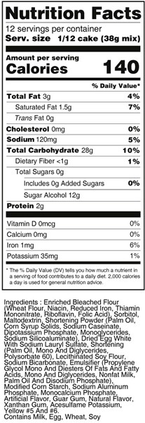 bernard sugar free pound cake mix nutrition facts