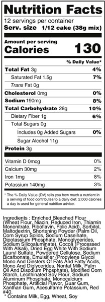 bernard red velvet dietary cake mix nutrition facts