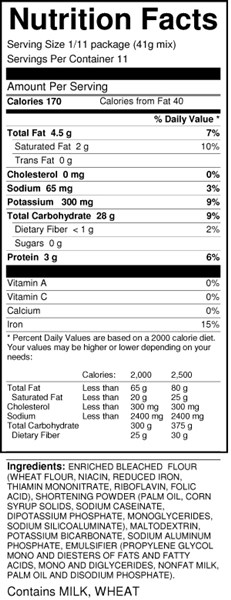 bernard low sodium biscuit mix nutrition facts