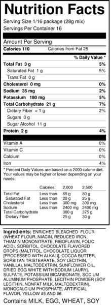 bernard chocolate chip cookie mix nutritional facts