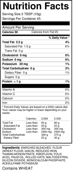 bernard sugar free crisp topping mix nutritional facts