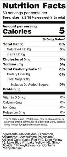 calorie control sugar substitute cinnamon flavor nutrition facts