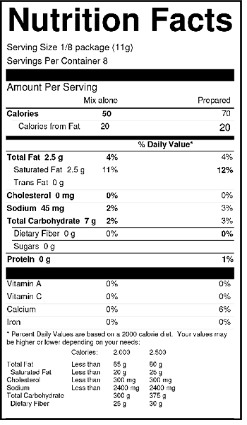 sans sucre french vanilla mousse mix nutrition facts