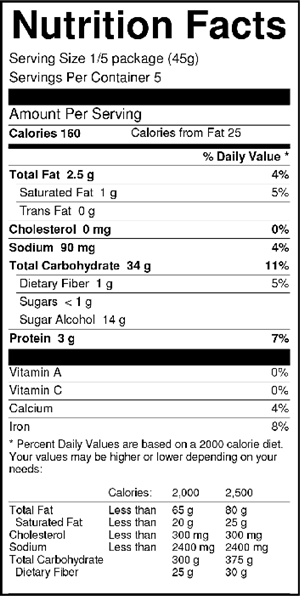 Sweet 'N Low Gingerbread Cake Mix Nutrition Facts
