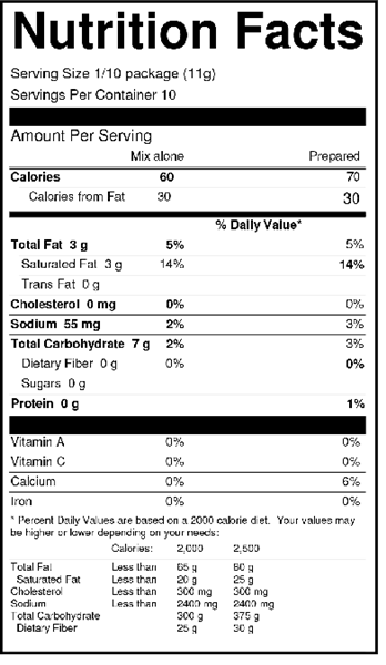sans sucre key lime pie filling and mousse mix nutrition facts